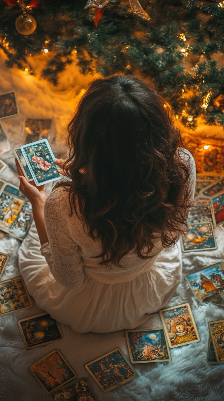 Mujer leyendo tarot de forma intuitiva